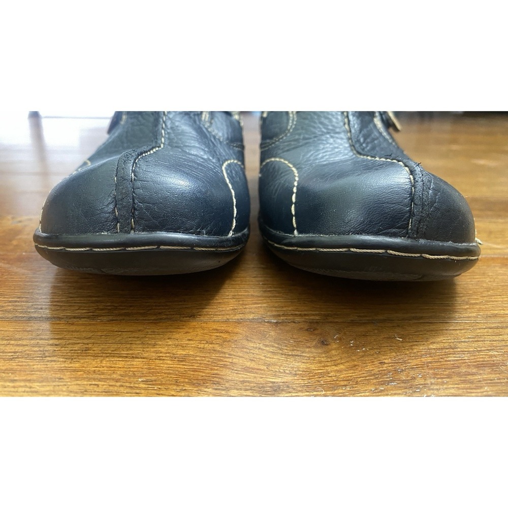 Clarks Womens Un Loop Slip-on Shoes 7.5 M Comfort Loafers Leather Navy Blue - Picture 6 of 9